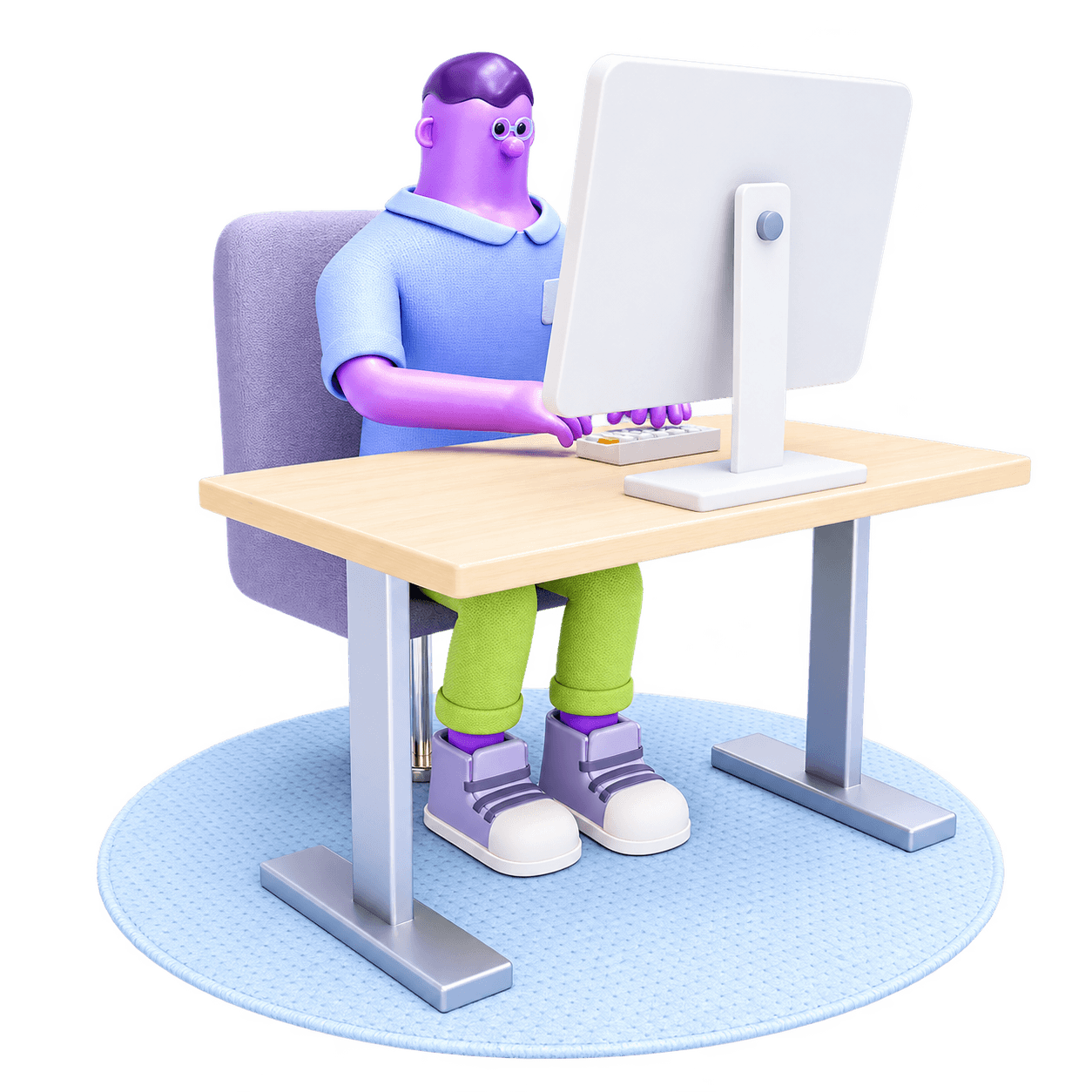 Ilustrasi founder startup bekerja di depan komputer